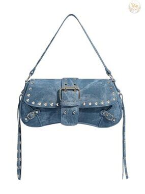 Faux Leather Studded Mini Shoulder Bag Punk Goth Grommet Hobo Handbag